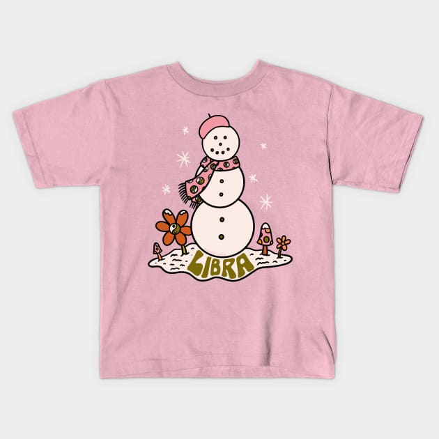 Libra Snowman Kids T-Shirt by Doodle by Meg